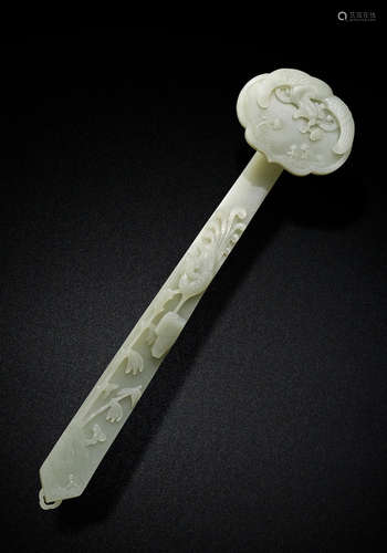 A PALE GREEN JADE 'PHOENIX' RUYI SCEPTRE Jiaqing