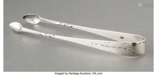74442: A Pair of American Coin Silver Tongs, early 19th