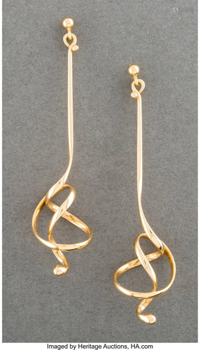 74313: A Pair of Georg Jensen Forget Me Knot 18K Gold E