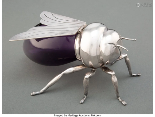 74324: A Mappin & Webb Silver-Plate and Glass Bee-Form