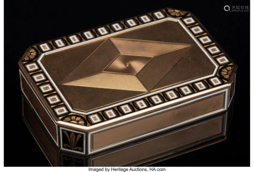 74147: A Swiss Gold and Enamel Snuff Box, possibly Gene