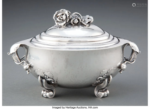 74230: A Georg Jensen No. 262 Rose Silver Bonbonnière