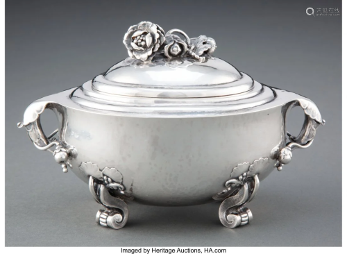 74230: A Georg Jensen No. 262 Rose Silver Bonbonnière