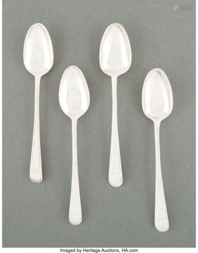 74444: A Set of Four American Coin Silver Teaspoons Mar