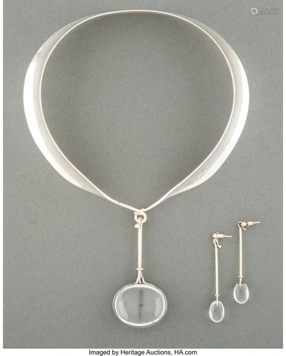 74312: A Three Piece Georg Jensen Silver and Quartz Dew