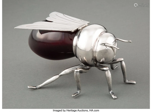 74326: A Mappin & Webb Silver-Plate and Glass Bee-Form