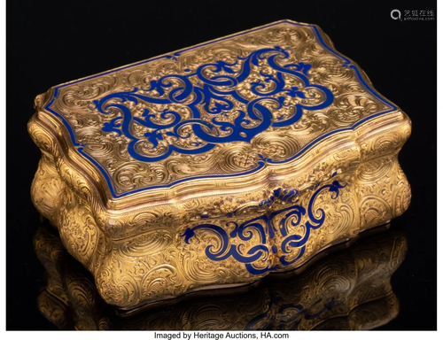 74149: A German Gold and Enamel Snuff Box, mid-19th cen