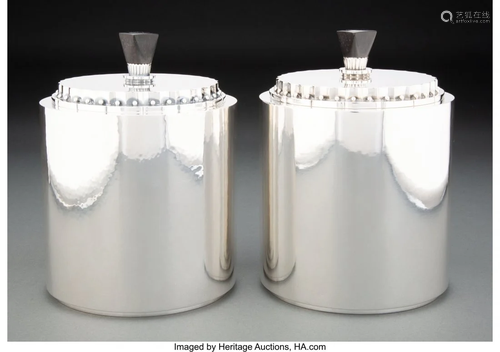 74253: A Pair of Georg Jensen No. 530 Silver Tobacco Ja