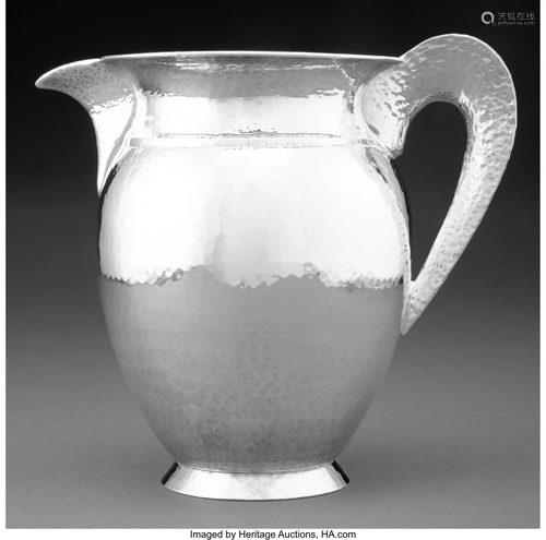 74352: A Pampaloni Bichierogra Hammered Silver Pitcher,