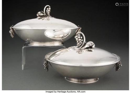 74255: Two Georg Jensen Nos. 408B and 408E Silver Cover