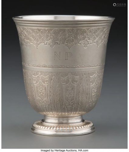 74406: A French Silver Beaker, circa 1720 Marks: N.P.,