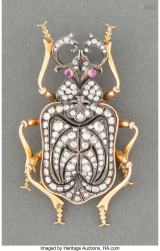 74414: A Russian Beetle-Form 14K Gold, Diamond, and Rub