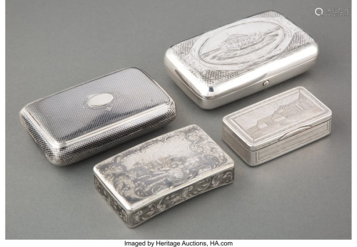 74397: Four Continental Silver Snuff Boxes, 19th centur