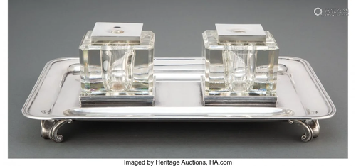 74333: A Black, Starr & Frost Silver and Glass Inkwells