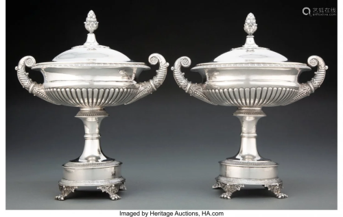 74205: A Pair of Swedish Silver Covered Compotes, 1827