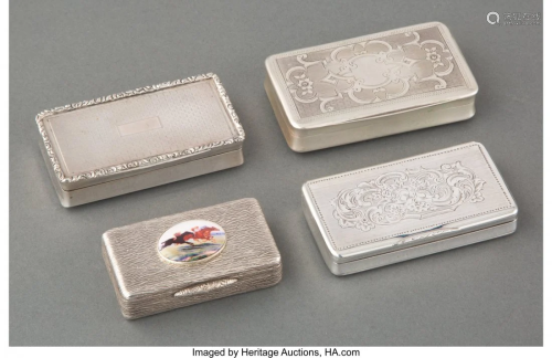 74399: A Group of Four Continental Silver Snuff Boxes,