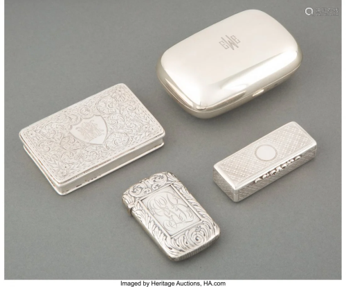 74401: A Group of Three Silver Snuff Boxes with a Metal