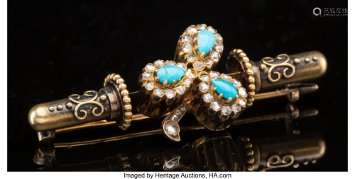 74413: A Russian 18K Gold, Turquoise, and Diamond-Mount