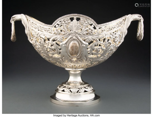 74207: A Hanau Pierced Partial Gilt Silver Centerbowl,