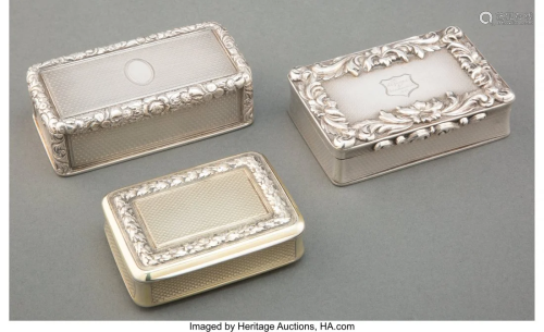 74403: Three English Partial Gilt Silver Snuff Boxes, L