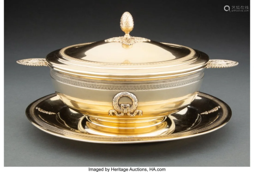 74199: A Page Frères Gilt Silver Covered Serving Dish