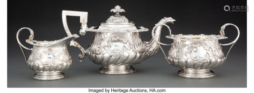 74131: A Three-Piece Robert Gainsford Silver Tea Servic