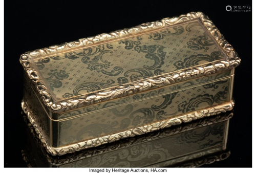 74154: An English-Style Gold Snuff Box 1 x 3-1/8 x 1-3/