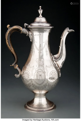 74124: A Hester Bateman Silver Coffee Pot, London, 1784