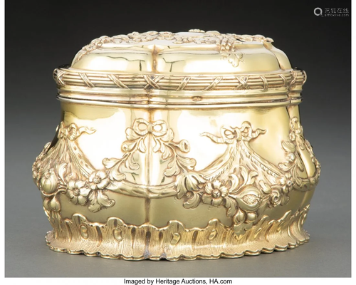 74117: A William Cripps Gilt Silver Tea Caddy, London,