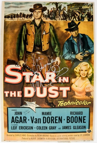 Mamie Van Doren in Star in the Dust Signed Poster