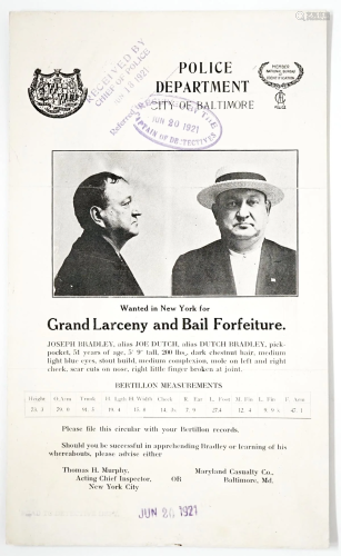 1921 Wanted Poster