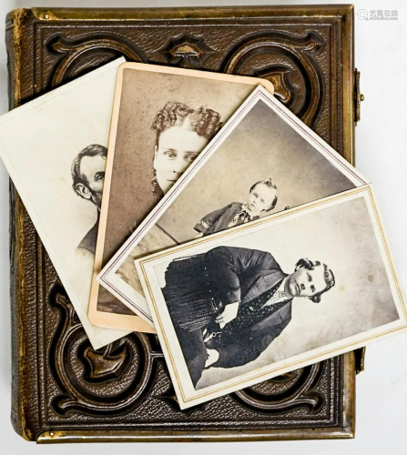 Antique Photo Album with CDV's (44 Pcs)