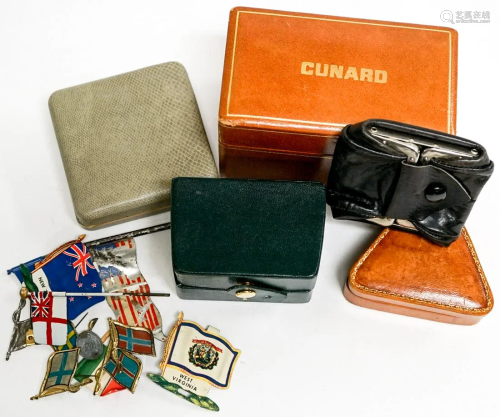 Cunard Line Playing Card Box, Toy Tin Boat Flags