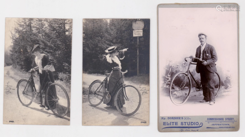 Antique Bicycle Cabinet Card Photo and Postcards
