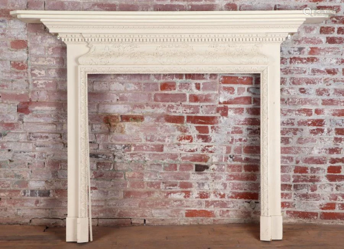 GEORGIAN STYLE CARVED WOOD FIRE PLACE MANTLE 1900