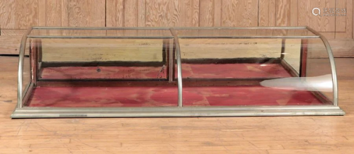 NICKEL CURVED GLASS TABLE TOP SHOWCASE C.1900