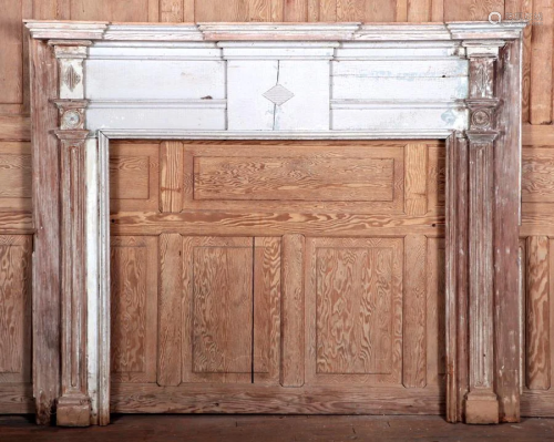 PAINTED WOOD FIRE PLACE MANTLE CIRCA 1800