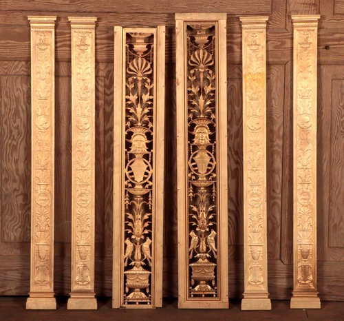 THREE PAIRS OF GILT BRONZE PILASTERS CIRCA 1900