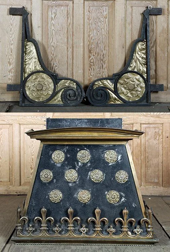 IRON AND BRASS ORNAMENTAL HOOD WITH BRACKE…