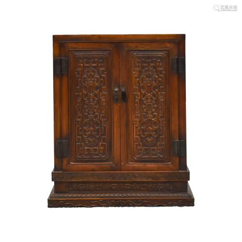 HUANGHUALI FLORAL RELIEF DOUBLE DOORS CABINET