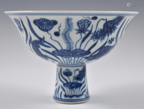 XUANDE BLUE & WHITE LOTUS HIGH BOWL