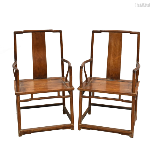 CHINESE HUANGHUALI SOUTHERN OFFICER HAT ARM CHAIRS