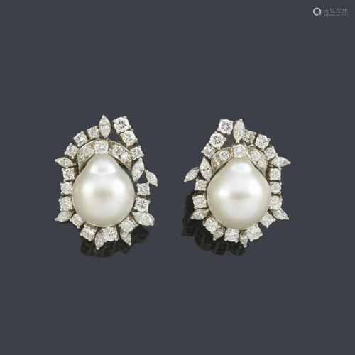 Short earrings with a pair of pearlized Australian