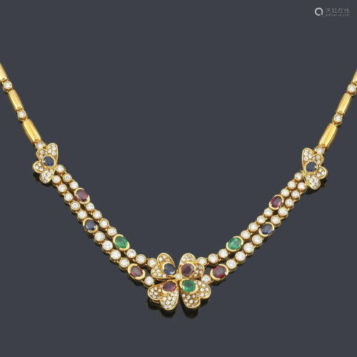 Necklace with rubies, emeralds, sapphires and diamonds