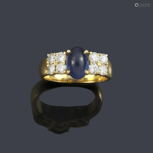 Ring with central sapphire in cabochon approx. 2.60 ct