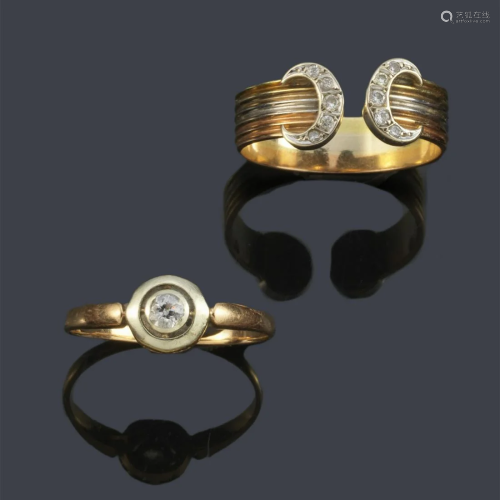 Lot of two rings, one with a brilliant set in a chaton