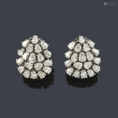 Short earrings set with knob-cut diamonds of approx.