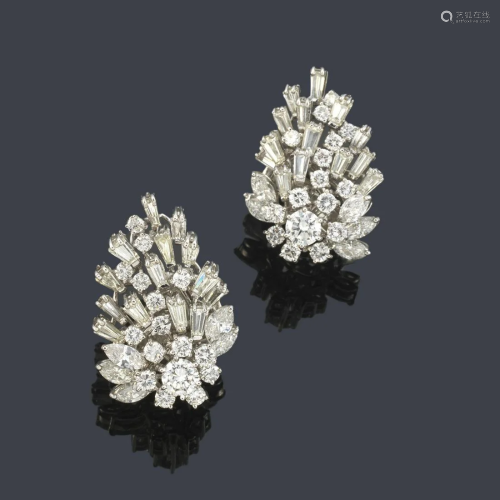 Earrings with brilliant-cut diamonds, marquis and