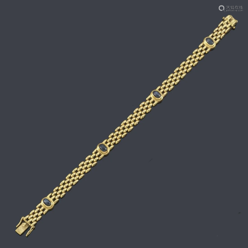 18K yellow gold 'panthèr' link bracelet with four
