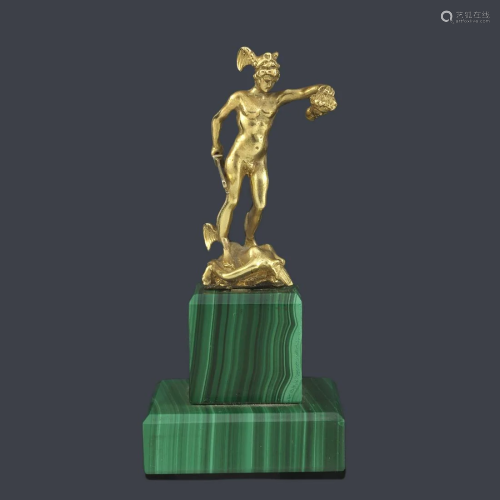 Small 18 K yellow gold sculpture of Perseus, which